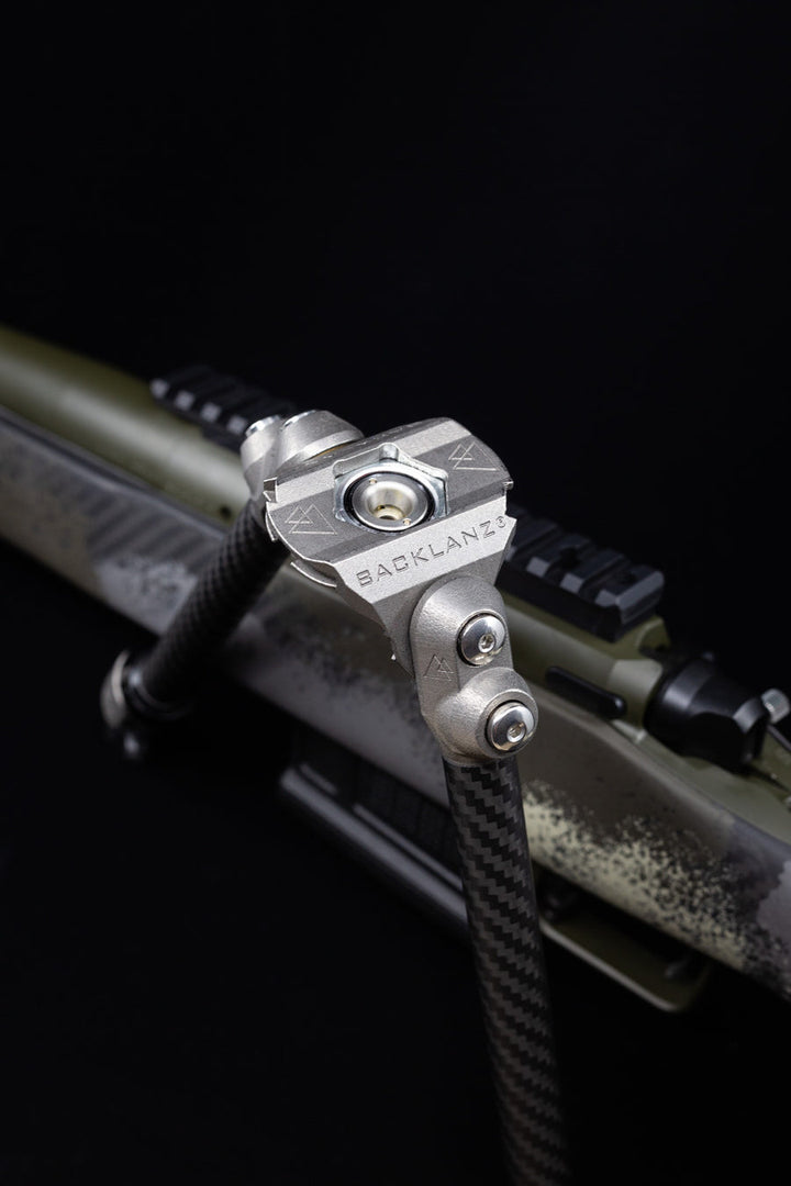 Backlanz Carbon Bipod - Notched w/Universal Mounting Bracket