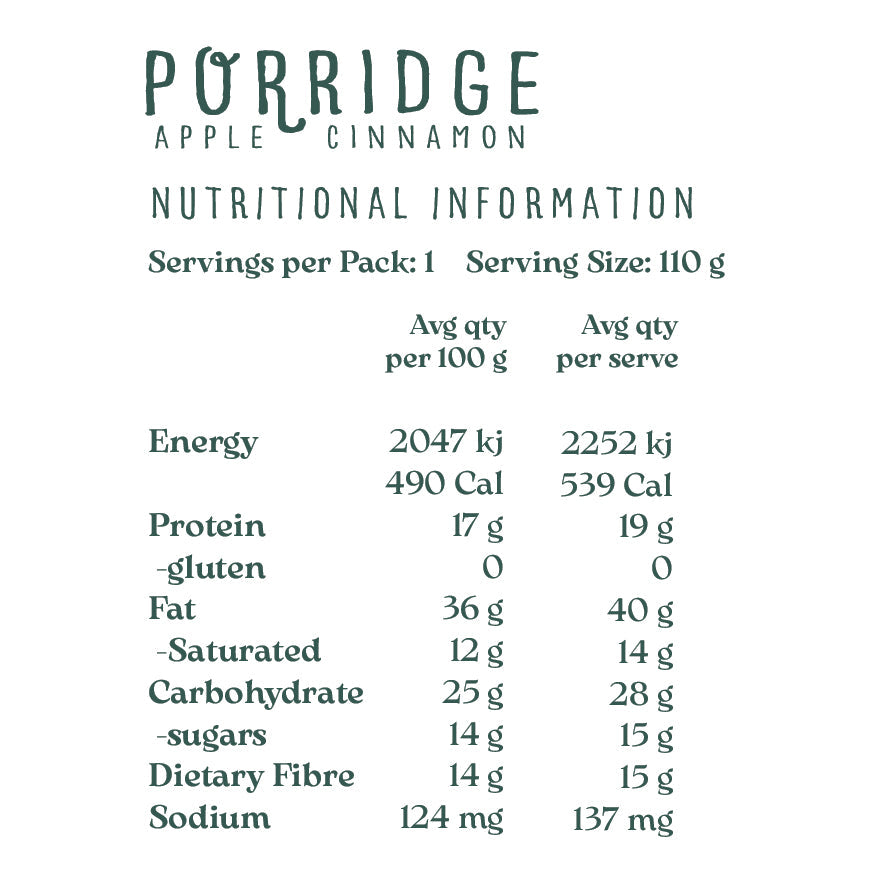 Bushline Porridge - Apple Cinnamon