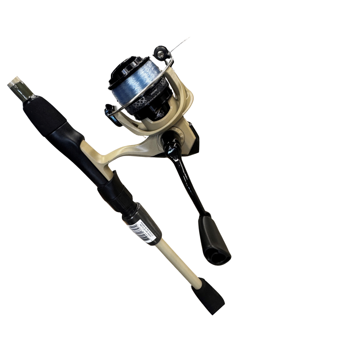 Okuma OUTRAX 6'6 2PC Rod & Reel Spin Combo - Sand Green with 12lb Mono