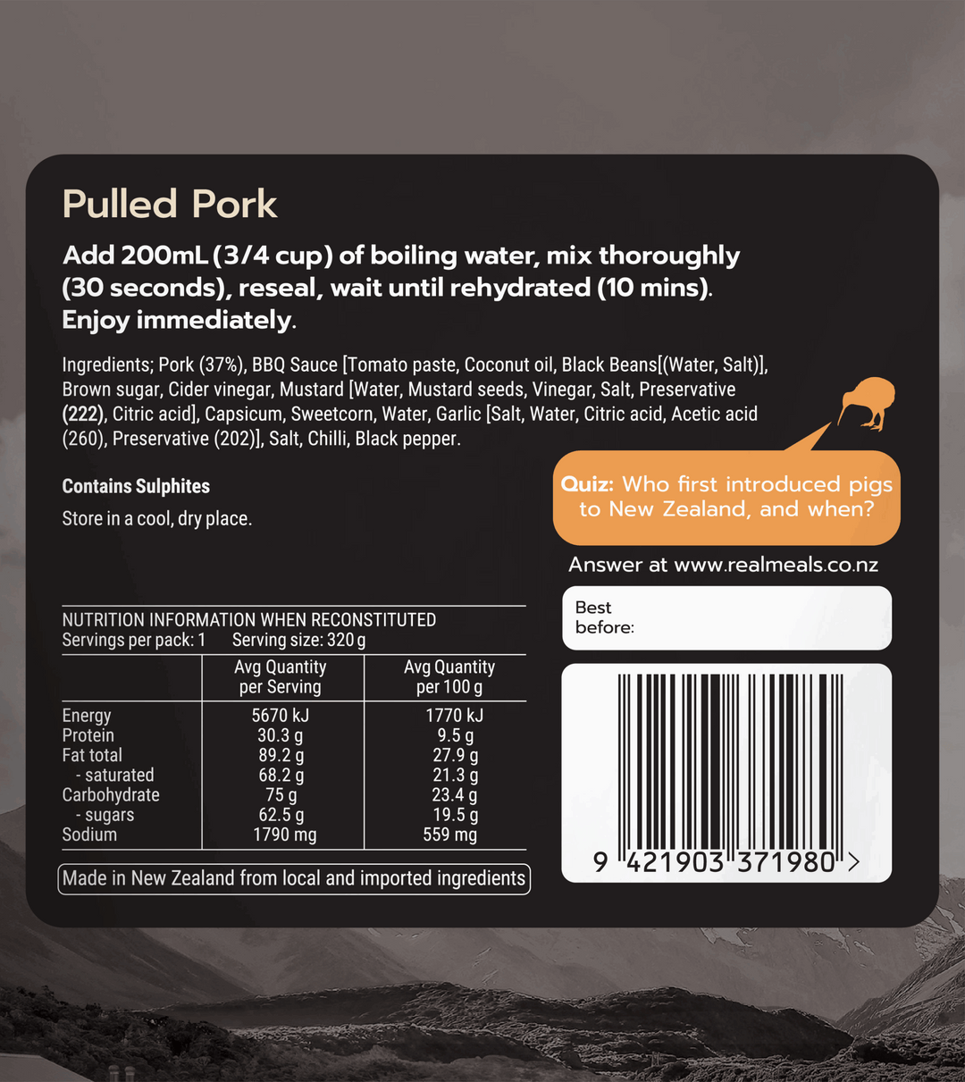 Real Meals PULLED PORK - Deluxe