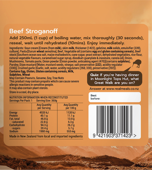 Real Meals DINNER Beef Stroganoff