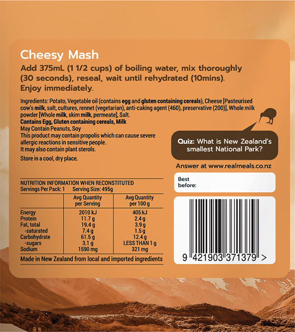 Real Meals DINNER Cheesy Mash