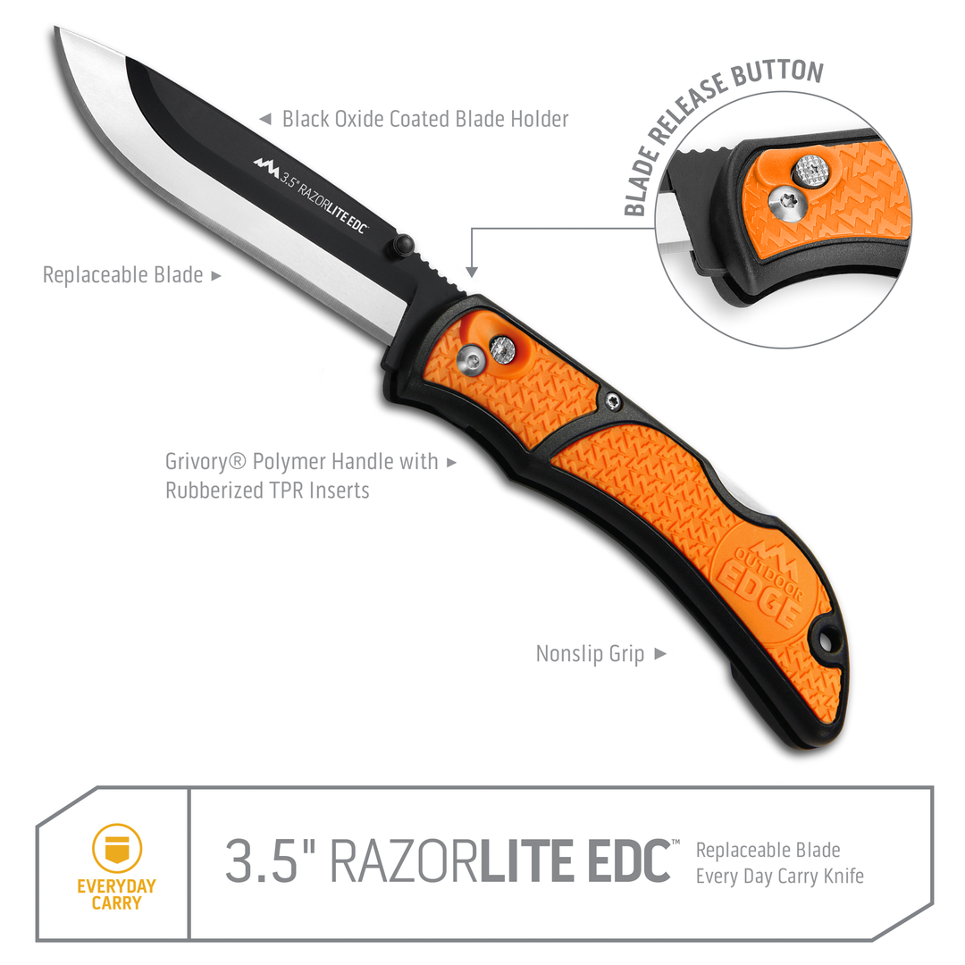 Outdoor Edge 3.5" Razorlite EDC Orange