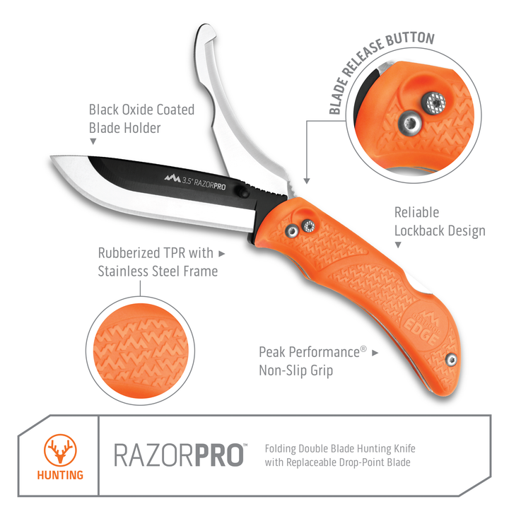 Outdoor Edge Razor Pro Orange 3.5"